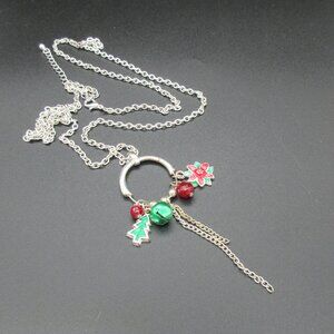 Long Silver Christmas Charmed Avon Necklace